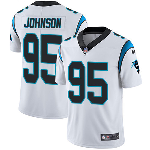 Nike Panthers #95 Charles Johnson White Men's Stitched NFL Vapor Untouchable Limited Jersey - Click Image to Close
